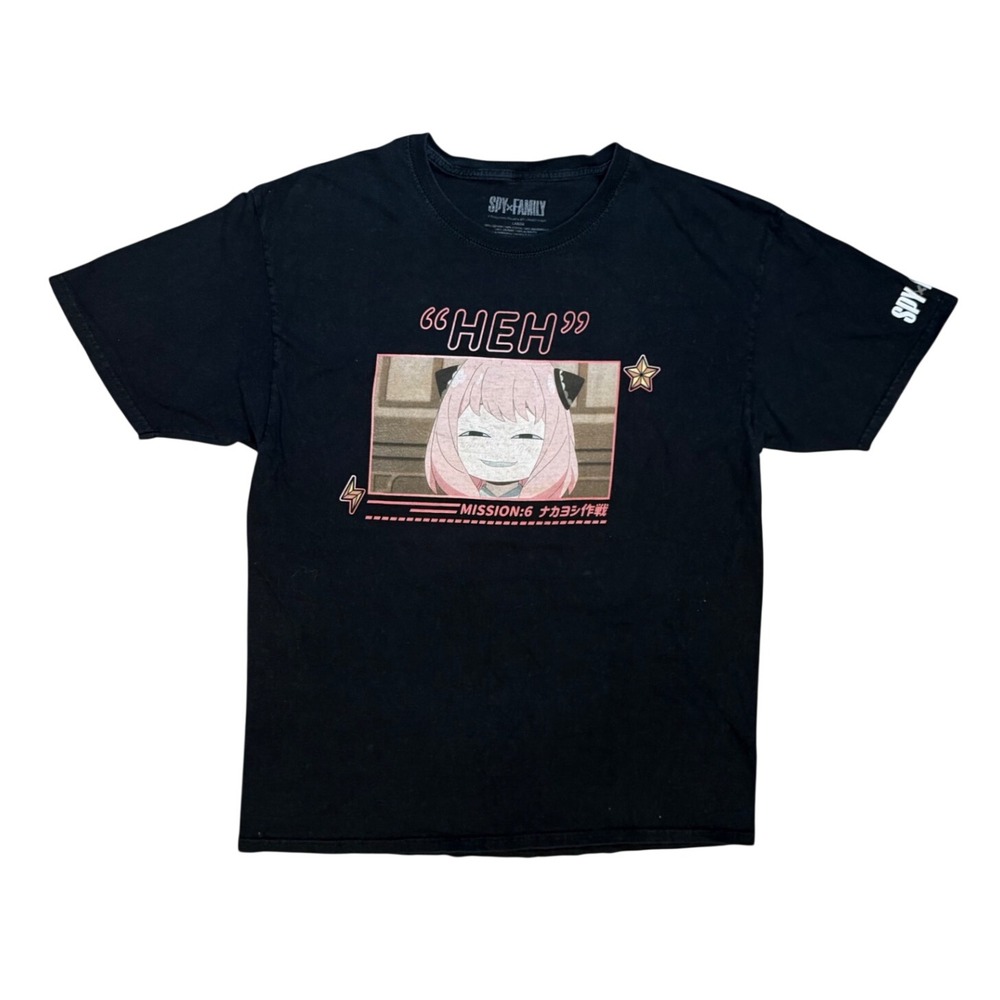 Spy x Family Anya Forger Heh Smug Face Graphic T-Shirt Black Large
